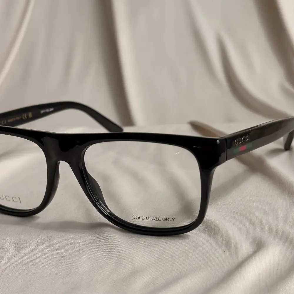 Gucci Black Square Eyeglasses - GG1117O - Red & Green Web, NIB